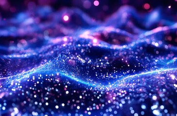 Wall Mural - Glowing abstract waves in blue and purple