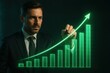 © MediaStockAI - Businessman charts a rising graph.