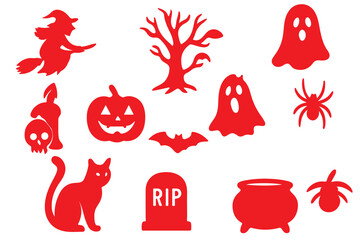Canvas Print - set of halloween icon silhouette vector