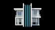 © solom - Modern architectural facade with clean lines and large windows against a stark black background