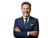© Vectarica - Professional businessman portrait smiling with arms crossed wearing a suit isolated on transparent background for design and marketing materials isolated on transparent background