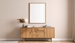 © Kaifiya - Mockup poster frame on beige wall above a wooden sideboard in a modern minimalist living room interior