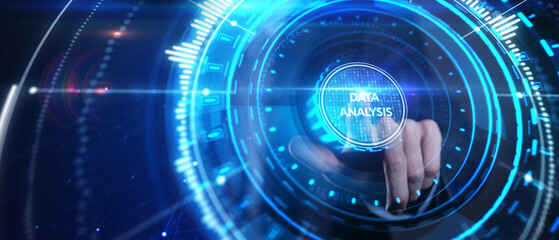 Wall Mural - Data Analysis for Business and Finance Concept. Information report for digital business strategy. Business, technology, internet and networking concept.