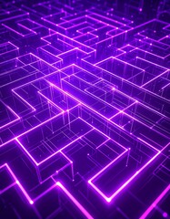 Glowing purple maze pattern, 3D perspective