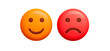 © Azazul - Two contrasting emoji faces, one happy and one sad, isolated on transparent background, representing different emotions
