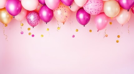Wall Mural - Colorful balloons and confetti create a cheerful and festive party atmosphere.
