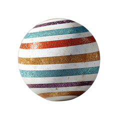 Wall Mural - 3d ornament ball with glitter and stripes, centered object, clay style