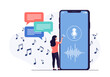 © Habib - Voice assistant technology connecting with musical notes, innovative audio communication concept