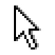 © MasloDesign - Classic Pixelated White Mouse Cursor Arrow on Black Background.