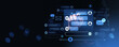 © ImageFlow - Hand interacting with digital chatbot interface on dark futuristic background.