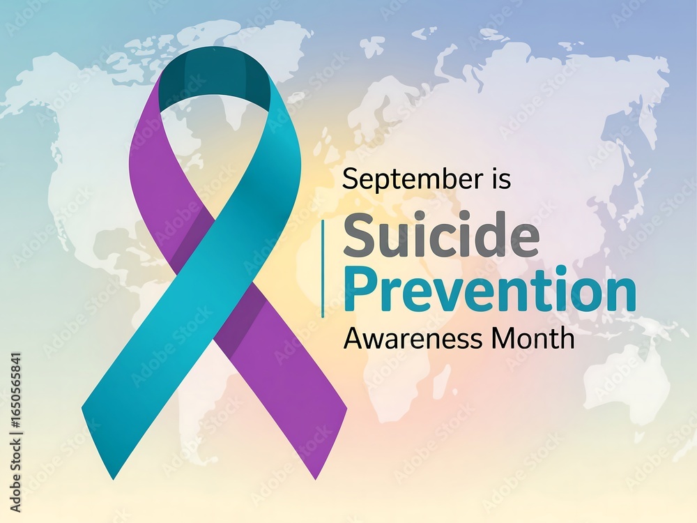 Teal and purple ribbon signifies september suicide prevention awareness ...