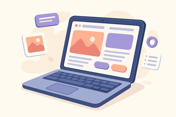 web design concept with laptop showing website development. user interface and user experience (ui/u