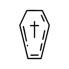 Wall Mural - Simple line art coffin with cross symbol