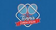© Khadim - Retro tennis logo emblem with crossed rackets and 'Tennis LOREM IPSUM' text banner