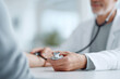 © SolaruS - Doctor checking patients blood pressure. Focus on the stethoscope. Healthcare concept. Illustrates medicine, wellness, and prevention. Use for medical articles or ads.