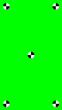 © Anzz Stock - Bright green screen with five black and white tracking markers, one in the center and one in each corner, ideal for chroma keying, video editing, and motion tracking applications.
