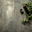 © Panuwat - Olive Oil Bottle with Fresh Herbs and Spices on Rustic Background
