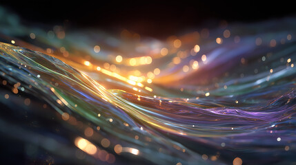 Wall Mural - illuminated fibers: a vibrant display of flowing fibers, interwoven with bursts of luminous light an