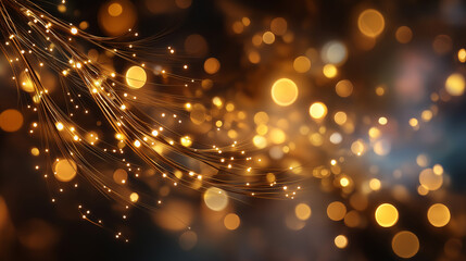Wall Mural - golden bokeh: a mesmerizing spectacle of golden bokeh, with delicate strands of light weaving throug