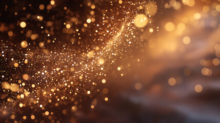 Wall Mural - celestial radiance: an abstract representation of shimmering golden particles swirling against a mys