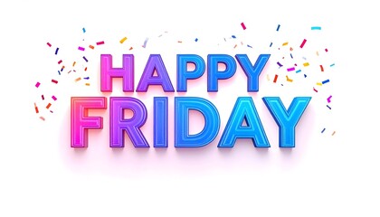 Modern 3D 'Happy Friday' Text with Vibrant Gradient Colors.