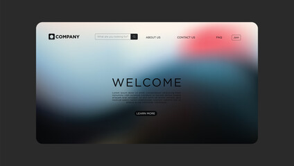 Modern website landing page design with blurred background for business or technology startup