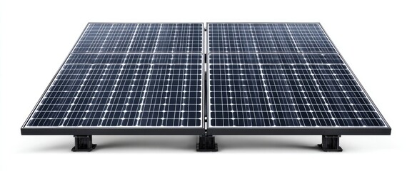 Dark-blue solar panel array on support frame