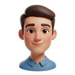 © Creative Vector - Friendly cartoon man character with a warm smile and stylish haircut isolated on transparent background