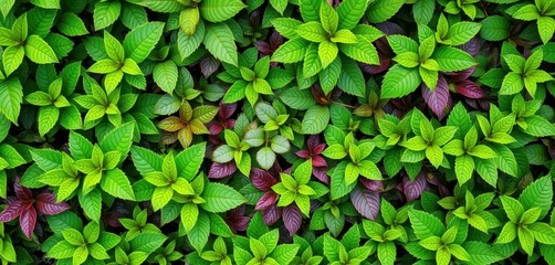 Wall Mural - Lush green foliage background, vibrant texture, environment, texture, fresh