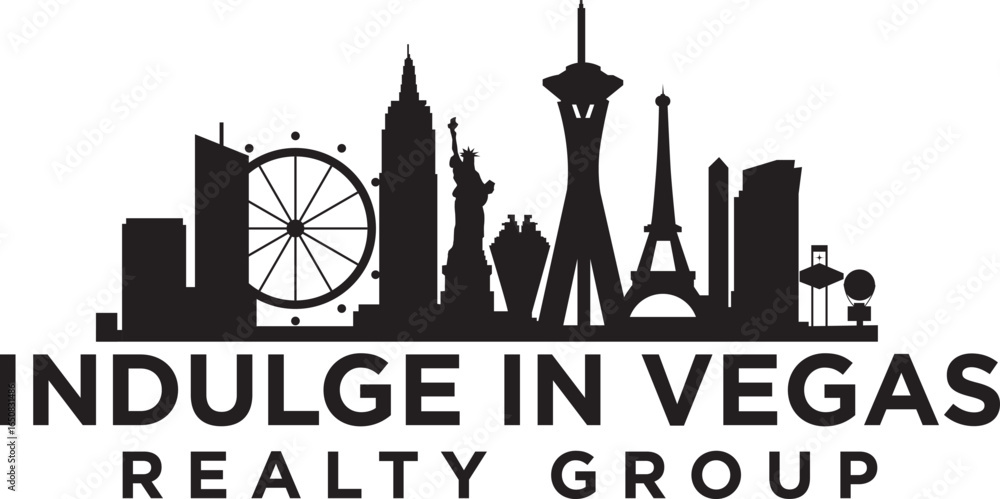 Las Vegas Nevada Skyline Original. A Logotype Sports College and University Style. Illustration Design.