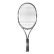 © Gigih - Silver tennis racket with intricate string pattern, representing athletic equipment and sporting competition  on a white background