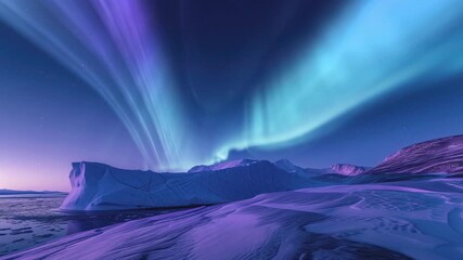 Wall Mural - Greenland Aurora Above Iceberg Pan L Generative AI