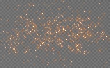 Wall Mural - glitter gold light sparkles. festive glowing particles. christmas glow for holiday, celebration or m