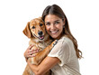© Rhony - Beautiful women hugging cute dog with smile and happiness isolated on transparent background