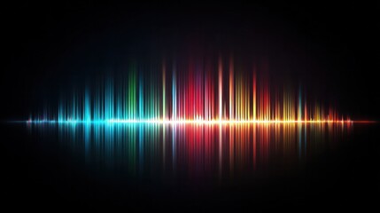 Spectacular Spectrum of Sound: A vibrant and dynamic sound wave pulsates with an array of brilliant colors against a deep black backdrop.