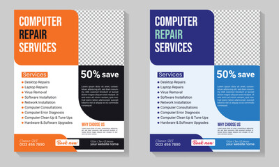 computer repair service flyer template