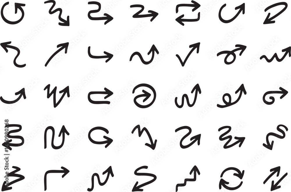 Round arrows clipart, circular doodle PNG, sketched arrows vector, hand-drawn circular arrows, round arrow symbols PNG, doodle cycle clipart, abstract round arrows PNG, hand-drawn arrow set, circular 