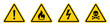 © Comauthor - Caution signs set. Fire warning, hazard danger, high voltage icon. Attention, risk, flammable, skull, bone - stock vector.
