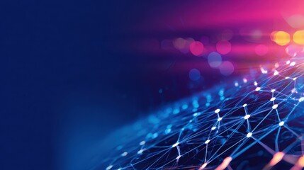 Wall Mural - abstract digital landscape showcasing interconnected nodes and vibrant light trails in a futuristic 