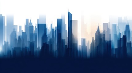 Wall Mural - abstract city skyline silhouette with gradient colors at sunrise, evoking urban life and tranquility