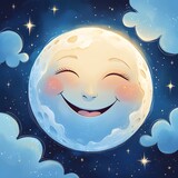 AI Generative. Cheerful Full Moon Moon in a Starry Night Sky. 2