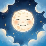 AI Generative. Cheerful Full Moon Moon in a Starry Night Sky. 3