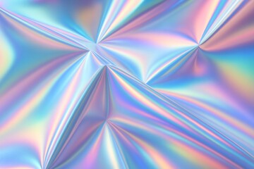 Wall Mural - abstract holographic folds with iridescent light reflections on smooth surface, colorful futuristic 