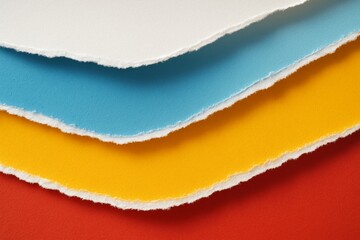 Wall Mural - abstract torn paper layers in vibrant colors forming a creative background with texture and light sh
