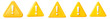 © PNG Stock - Set of yellow warning symbols with a white exclamation mark inside a triangle isolated on transparent cutout background, cut out, png