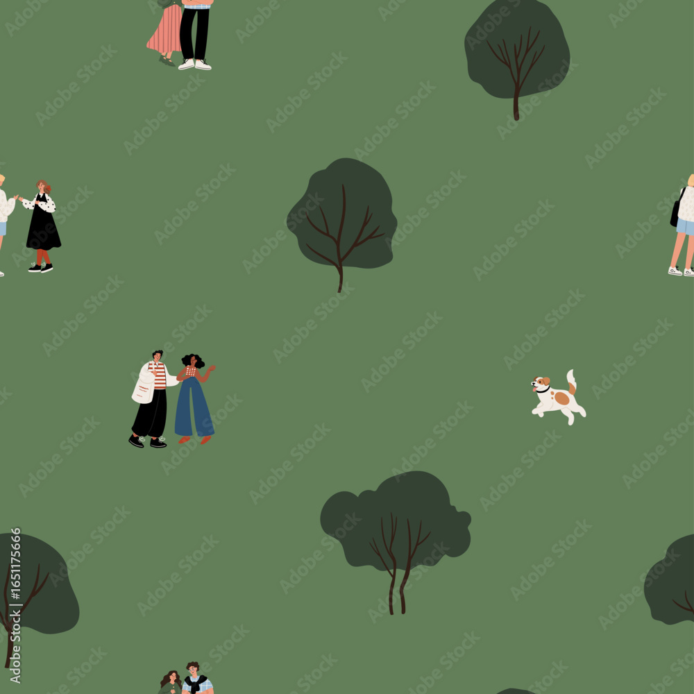 seamless pattern with multicultural people: young Black and White men ...