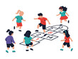 © hafs121 - Hopscotch Play: Children engage in a vibrant game of hopscotch, showcasing the joy of outdoor activities and childhood.