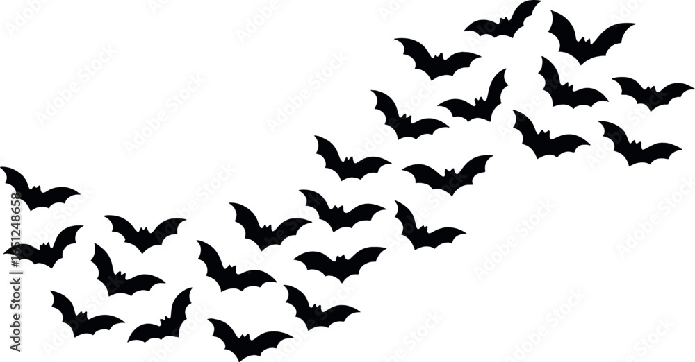 Flying bats vector: dark silhouettes for halloween decor and spooky ...