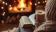 © Letitia - Cozy winter evening by the fireplace with a book.