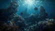 © foru - Underwater coral reef and sunken shipwreck